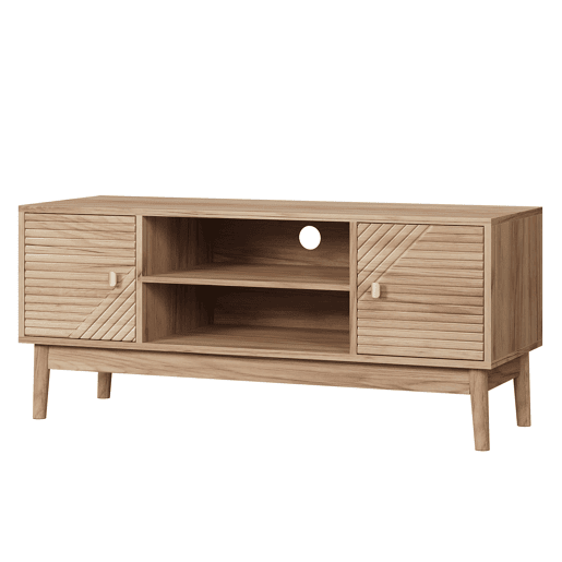 Móvel para TV 110 cm - Estilo Mid-Century, com arrumação, para TV 32-45 - Carvalho