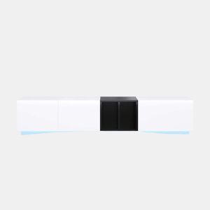 Móvel de TV moderno - Design simples com gavetas e compartimentos abertos - Branco