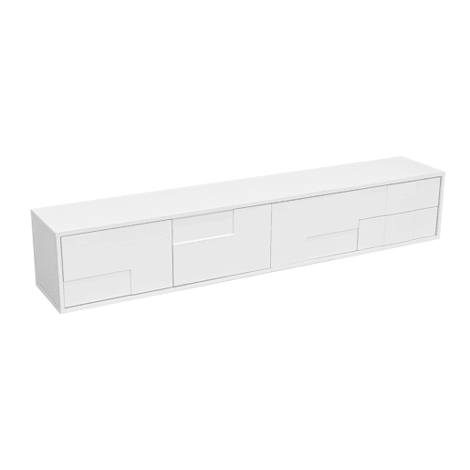 Móvel de TV 170 cm - moderno, suspenso ou de pé, sem puxadores, 3 portas e 2 gavetas - branco brilhante