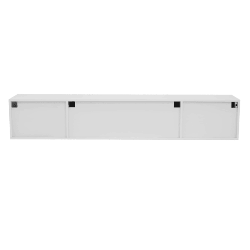Móvel de TV 170 cm - moderno, suspenso ou de pé, sem puxadores, 3 portas e 2 gavetas - branco brilhante