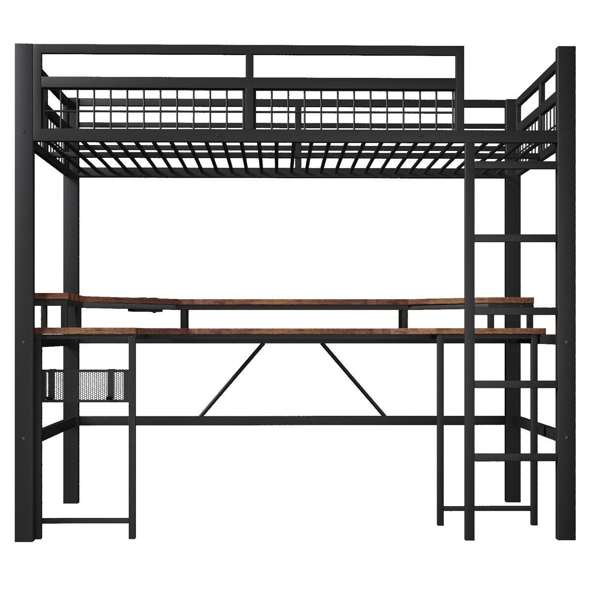 Cama alta para niños 204x94 Negro