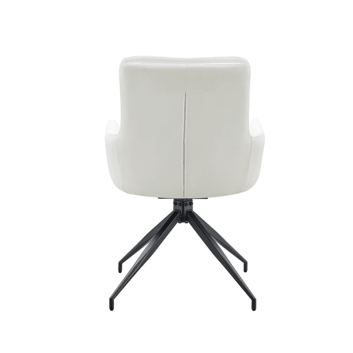Cadeiras giratórias de sala de jantar, 2 unidades u2013 PU branco, pernas metálicas pretas, leves, rotação de 360°