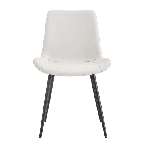 Cadeira de jantar 4 peças - design moderno, assento largo, encosto, pés antiderrapantes - Branco+Preto