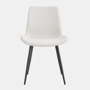Cadeira de jantar 4 peças - design moderno, assento largo, encosto, pés antiderrapantes - Branco+Preto