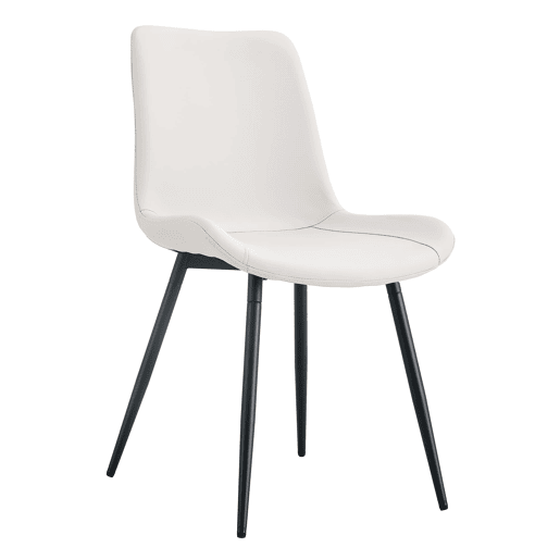 Cadeira de jantar 4 peças - design moderno, assento largo, encosto, pés antiderrapantes - Branco+Preto