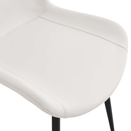 Cadeira de jantar 4 peças - design moderno, assento largo, encosto, pés antiderrapantes - Branco+Preto