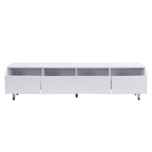 Móvel de TV moderno 178 cm - Design minimalista, grande capacidade, 4 gavetas, MDF e acrílico - Branco