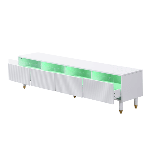 Móvel de TV moderno 178 cm - Design minimalista, grande capacidade, 4 gavetas, MDF e acrílico - Branco