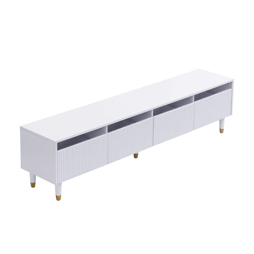Móvel de TV moderno 178 cm - Design minimalista, grande capacidade, 4 gavetas, MDF e acrílico - Branco