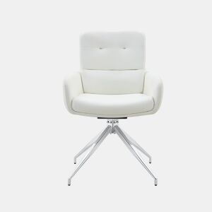 Cadeira giratória 2 unidades - Design luxuoso e leve, giratória em 360°, PU branco + pernas em metal prateado