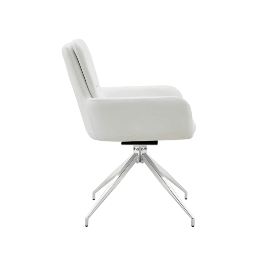 Cadeira giratória 2 unidades - Design luxuoso e leve, giratória em 360°, PU branco + pernas em metal prateado Cadeira giratória 2 unidades - Design luxuoso e leve, giratória em 360°, PU branco + pernas em metal prateado