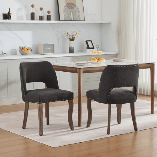 Cadeiras de sala de jantar em madeira, 2 unidades - estofadas modernas para cozinha e sala de jantar - Preto
