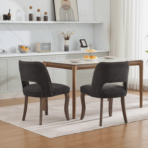 Cadeiras de sala de jantar em madeira, 2 unidades - estofadas modernas para cozinha e sala de jantar - Preto