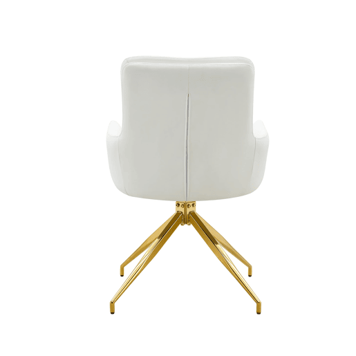 Cadeira giratória 2 unidades - design luxuoso e leve, PU branco, pernas em metal dourado, 360° - BrancoDourado