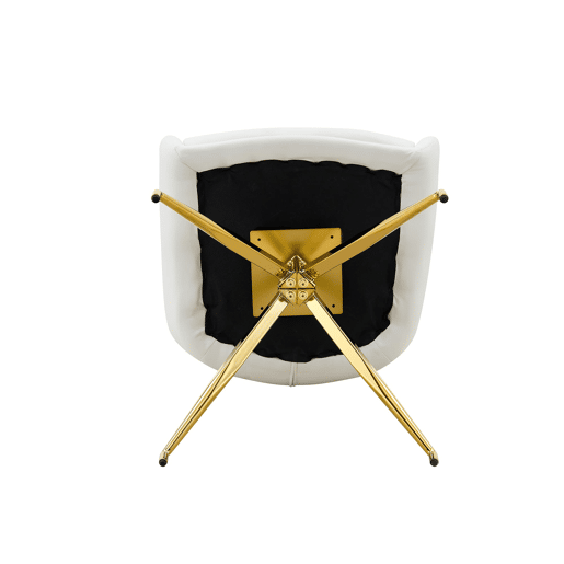 Cadeira giratória 2 unidades - design luxuoso e leve, PU branco, pernas em metal dourado, 360° - BrancoDourado
