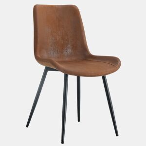Conjunto de 4 cadeiras de sala de jantar - estofamento em tecido técnico respirável, design moderno - castanhopreto