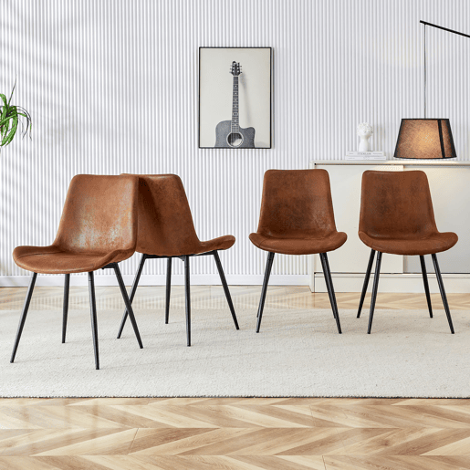 Conjunto de 4 cadeiras de sala de jantar - estofamento em tecido técnico respirável, design moderno - castanhopreto