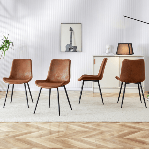Conjunto de 4 cadeiras de sala de jantar - estofamento em tecido técnico respirável, design moderno - castanhopreto