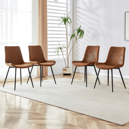 Conjunto de 4 cadeiras de sala de jantar - estofamento em tecido técnico respirável, design moderno - castanhopreto