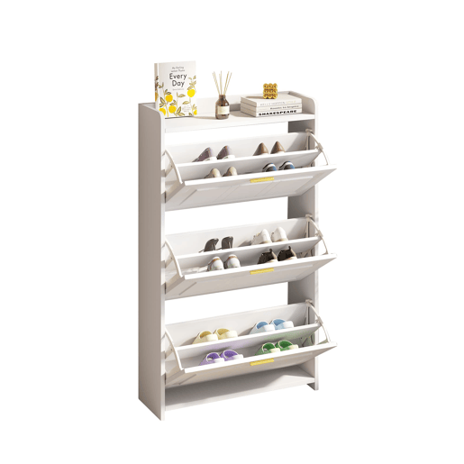 Sapateira 70x24x120 cm - 6 compartimentos, MDF+aglomerado, para corredores e escritórios - Branco