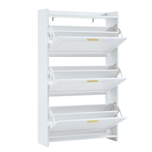 Sapateira 70x24x120 cm - 6 compartimentos, MDF+aglomerado, para corredores e escritórios - Branco
