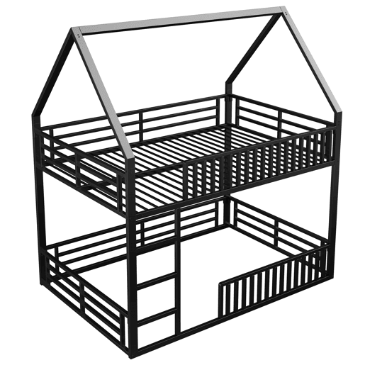 Cama alta 140x200 - com grade e luz LED - Preto