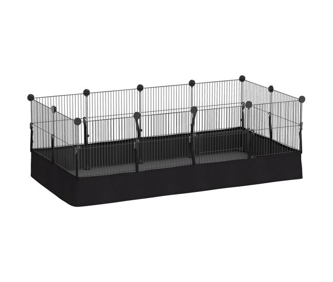 Pawhut valla metálica para mascotas de 12 paneles, jaula para animales pequeños, forma personalizable, alfombrilla impermeable, parque para cobayas,