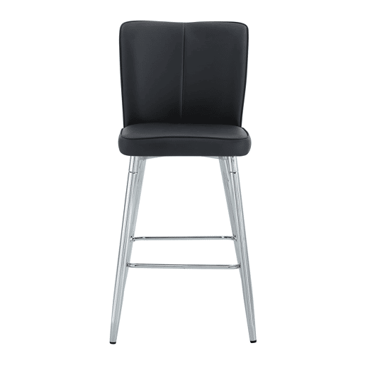Banco de bar 101 cm - Ergonomia e conforto, design elegante - Preto e prateado