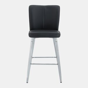 Banco de bar 101 cm - Ergonomia e conforto, design elegante - Preto e prateado