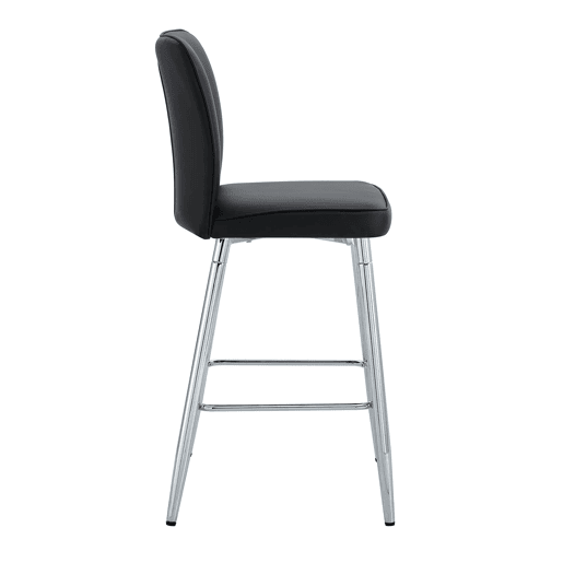 Banco de bar 101 cm - Ergonomia e conforto, design elegante - Preto e prateado