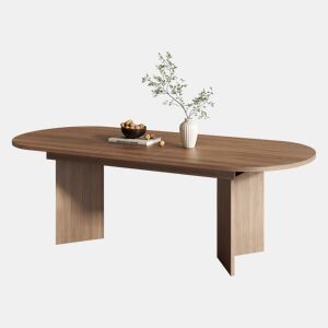 Mesa de jantar extensível 160200x90 cm - 6-8 pessoas, cantos arredondados, estilo simples - Nogueira