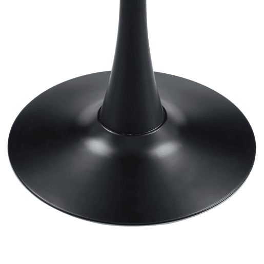 Mesa auxiliar redonda 60 cm - MDF, termoformada, pé preto - branco veios