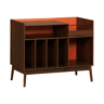Móvel de vinil vintage bicolor com decoração em madeira e fundo colorido, 100cm Laranja - 100x48x81.5 cm