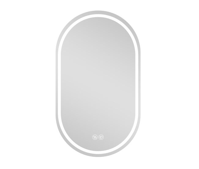 Espejo de baño ovalado 60x90 cm - inteligente, antivaho, táctil, montaje en pared - plata