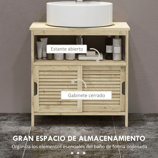 HOMCOM Móvel para Lavatório Pousar em Bambu Armário Debaixo do Lavatório com Portas Deslizantes de Lamas Compartimento Aberto Estilo Moderno 60x30x60 cm Madeira HOMCOM Móvel para Lavatório Pousar em Bambu Armário Debaixo do Lavatório com Portas Deslizantes de Lamas Compartimento Aberto Estilo Moderno 60x30x60 cm Madeira