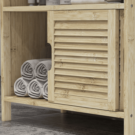HOMCOM Móvel para Lavatório Pousar em Bambu Armário Debaixo do Lavatório com Portas Deslizantes de Lamas Compartimento Aberto Estilo Moderno 60x30x60 cm Madeira HOMCOM Móvel para Lavatório Pousar em Bambu Armário Debaixo do Lavatório com Portas Deslizantes de Lamas Compartimento Aberto Estilo Moderno 60x30x60 cm Madeira