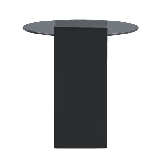 Mesa auxiliar redonda - 2 níveis, vidro cinzento e MDF preto, tampo com efeito mármore - Branco+Preto