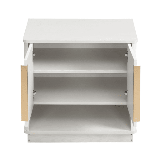 Sapateira 60x40x61 cm - 2 portas, prateleira aberta, puxadores dourados - Branco