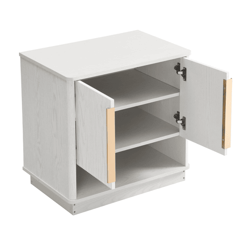 Sapateira 60x40x61 cm - 2 portas, prateleira aberta, puxadores dourados - Branco