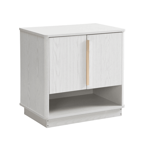 Sapateira 60x40x61 cm - 2 portas, prateleira aberta, puxadores dourados - Branco