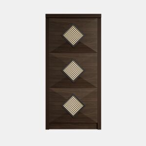 Sapateira 54x25x115 cm - 3 portas batentes, design rattan vintage - madeira
