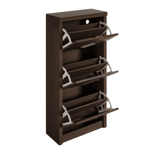 Sapateira 54x25x115 cm - 3 portas batentes, design rattan vintage - madeira