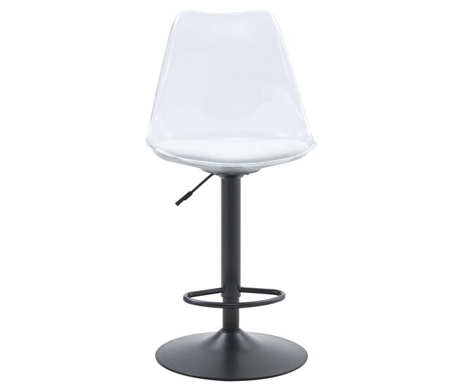 Taburetes de bar 2 uds - ajustables, giratorios 360° con respaldo transparente y asiento pu - negro