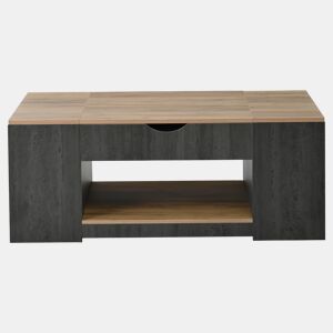 Mesa de centro 109,5 cm - com função elevável, arrumação, design moderno - CinzaCastanho