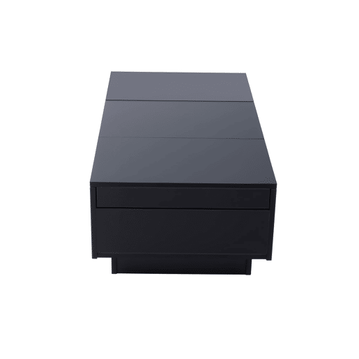 Mesa de centro 100x50 cm - moderna com gavetas e compartimento deslizante - preto brilhante