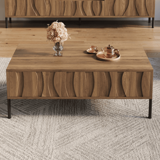 Mesa de centro 105x55x41 cm - estilo retro moderno - natural Mesa de centro 105x55x41 cm - estilo retro moderno - natural
