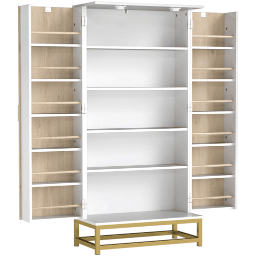 HOMCOM Armário de Cozinha Armário Despensa de Cozinha com 2 Portas e 12 Compartimentos Design Moderno com 5 Prateleiras Ajustáveis Base de Aço 58x29x119,5 cm Branco