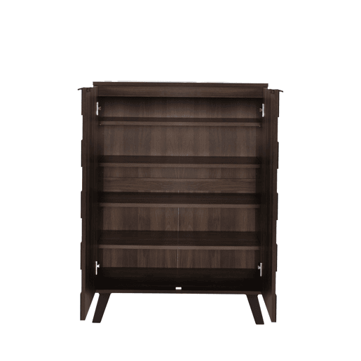 Sapateira moderna 80x35,5x110 cm - 5 compartimentos, prateleiras ajustáveis - madeira escura Sapateira moderna 80x35,5x110 cm - 5 compartimentos, prateleiras ajustáveis - madeira escura