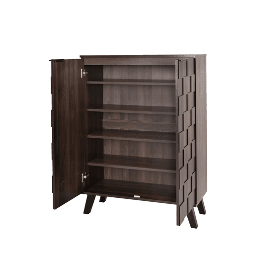 Sapateira moderna 80x35,5x110 cm - 5 compartimentos, prateleiras ajustáveis - madeira escura Sapateira moderna 80x35,5x110 cm - 5 compartimentos, prateleiras ajustáveis - madeira escura