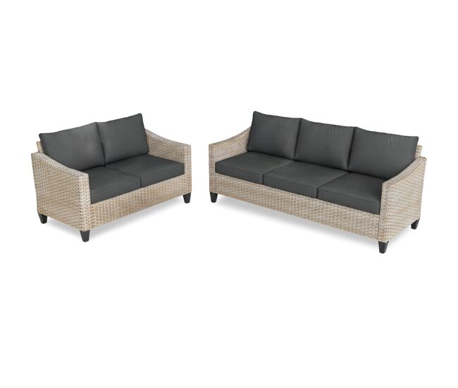 Conjunto de exterior sanstar, sofa 3+2 en ratan pe. muebles de jardin y terraza, negro